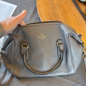 kate spade Gray Pebbled Leather Satchel with Gold Hardware